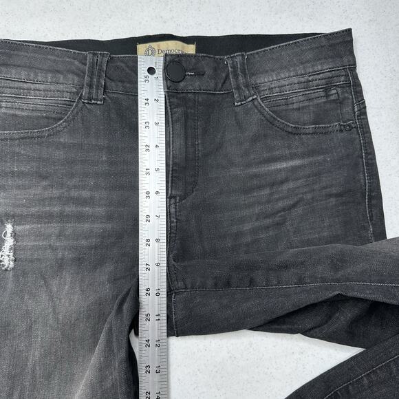 Democracy Jeans Womens 10 Skinny Ab Technology Black Denim Distressed Grunge - Picture 8 of 12